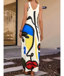 LUNE Vestido con estampado de figura con tira cruzada delantera