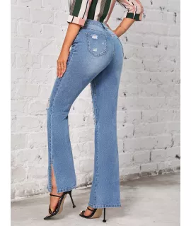 SHEIN LUNE Jeans de pierna amplia desgarro