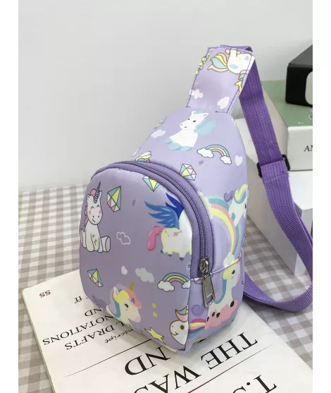 Niños Bolso bandolera adorable mini con estampado de unicornio