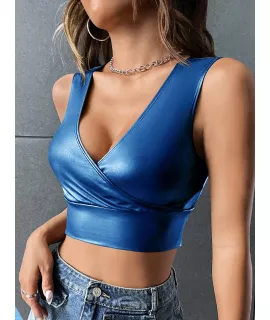 BAE Top tank de cuello cruzado corto PU