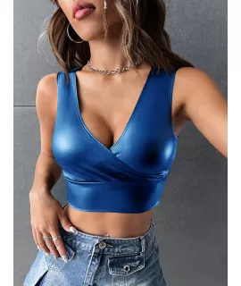 BAE Top tank de cuello cruzado corto PU