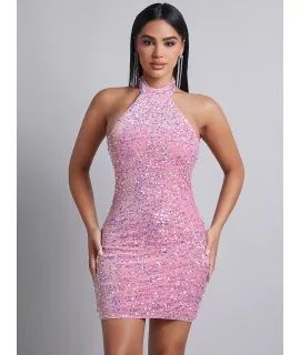 PETITE Vestido ajustado con lentejuelas halter