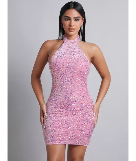 PETITE Vestido ajustado con lentejuelas halter