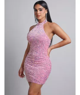 PETITE Vestido ajustado con lentejuelas halter