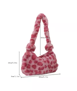 Bolso baguette con pelo falso de leopardo